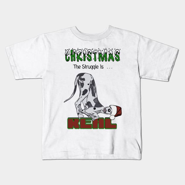 Christmas Great Dane The Struggle Is Real Art Kids T-Shirt by NikkiBear67